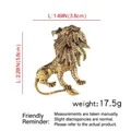 Antique gold leopard brooch with rhinestone details showing 5.8cm size and weight - Lion B07584