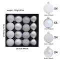 Détails de 16 boules de Noël argentées avec textures craquelées, flocons et finitions pailletées - Pack de 16 / Argent Craquelé