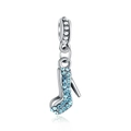 Silver high heel charm pendant with blue rhinestones for DIY charm bracelets - Silver High Heel / Blue Rhinestone