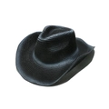 Top view of a black woven cowboy hat with curved wide brim and textured straw detail - M (56-58cm) / Black