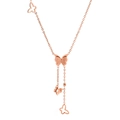 Collana a farfalla in titanio oro rosa con cristalli scintillanti e ciondoli opachi - Oro rosa