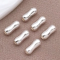 Silver curved metal bamboo tube beads for DIY jewelry making accessories set of 6 - 2x6mm / Thick Silver