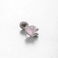 Pink heart titanium steel cartilage stud earring with screw back and cubic zirconia - Pink Heart Round Zircon Style (A137-2#)