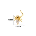 Detail shot of golden spider nose stud with clear zircons and 0.79 cm size dimensions - 3# Spider Style / Gold Yellow