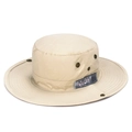 Khaki outdoor sun hat with wide brim, metal vents and side brand label detail - One Size / Light Beige