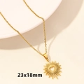 18k gold plated sunburst heart pendant necklace with elegant thin chain link style - Gold-Sunburst Hollow