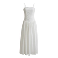 Elegantes weißes ärmelloses A-Linien-Maxikleid mit Spitzensaum und Taillendetails - S / Weiß