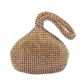 Lussuosa borsa da sera dorata a triangolo decorata con strass brillanti incastonati - Oro