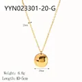 18K gold plated stainless steel necklace with a 20mm round ball pendant for women - 20mm Gold Ball Style (YYN023301-20-G)