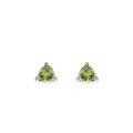 Minimalist S925 sterling silver triangle stud earrings with peridot green gemstone - August-ED3487 / 925 Silver