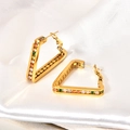 Eleganti orecchini a triangolo placcati oro 18K con cristalli colorati su seta bianca - Oro 18K / Oro Zirconia Multicolore