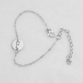 Silver alphabet F hollow round pendant bracelet with adjustable extension chain - Silver F