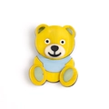 Minimalist yellow acrylic bear brooch with blue neck decoration for women's outfits - Yellow Bear
