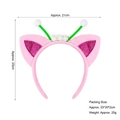 Serre-tête oreilles de chat rose en peluche avec fleurs blanches et antennes - Oreilles de chat fée roses