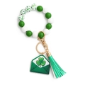 St. Patrick's Day keychain with green and white silicone beads and clover charm - US 4