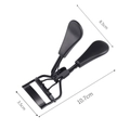 Portable 10.7cm black stainless steel eyelash curler with ergonomic matte handle - Black + Black Handle