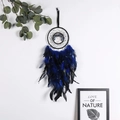 Detail of tree of life dreamcatcher with deep blue feathers and beads wall decor - 9504 Royal Blue Gradient Tree of Life