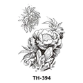 Waterproof temporary tattoo sticker TH-394 with black peony flower and crystal sketches - Th-394 / 210*148mm