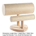 Double-layer beige linen jewelry display stand for bracelets and headbands, 29x25x18cm - Heart-Shaped Headband Stand / Natural Linen