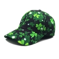 St. Patrick's Day Baseballkappe mit leuchtend grünen Kleeblattmustern und Glitzern - M (56-58cm) / Schwarz mit Grünem Kleeblatt und Weißen Sternen (6#)
