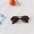 Detailed top view of kids aviator sunglasses with dark metal frame on a white background - Grey Gradient