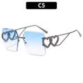 Randlose quadratische Sonnenbrille mit hellblauen Verlaufsgläsern und Herz-Deko - C5-Doppeltes Blau-Verlauf