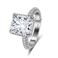 Luxurious S925 silver ring featuring a princess cut square zircon and micro-pavé setting - Lzr28-p-6