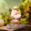 Pink Buddha hand statue with white lotus and gold beads on a grey cloud base - 1223-2 Lotus Lamp
