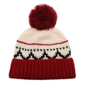 Detalle del gorro de punto de invierno con pompón rojo y diseño jacquard festivo - M(54-60cm) / Rojo