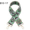 Detail of vintage ethnic embroidery strap with floral pattern and gold metal hardware - B10-17/Gold