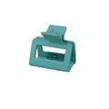 Detailopname van een matte blauwgroene vierkante haarklem met interne tanden voor grip - Individuele Verpakking / 5cm / Teal