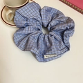 Chouchou en dentelle à carreaux bleu et blanc en tissu pour coiffures douces - 60# Plaid Bleu Clair avec Étiquette (HH3984)