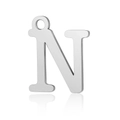 Polished silver stainless steel letter N pendant with small top ring for jewelry making - Letter N(LA060-Nx5)
