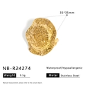 Gedetailleerde specs van 18k vergulde roestvrijstalen ring met afmetingen en kenmerken - Onregelmatige Gehamerde Ring (NB-R24274)