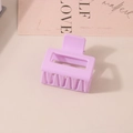 Minimalist square purple frosted hair claw clip with cutout design on beige background - Bulk Packaging / Light Purple