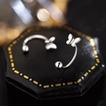 Polished silver butterfly screw back stud earring on black leather base display - Butterfly C-shaped Curve Style (A328)