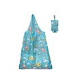 Light blue foldable grocery bag with ocean submarine pattern and matching hook pouch - 16kg / 38*58cm / Ocean World (XC-26)