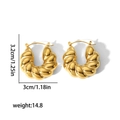 Boucles d'oreilles créoles torsadées en U en acier inoxydable plaqué or 18 carats - Or (TE6464-G)