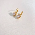 Vintage gold oval lavender zircon drop earrings with elegant hook design on white leather - Gold & White (DEK1280)