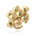 Anillo bohemio de oro con racimos de flores y piedras de colores con diseño ajustable - Pétalo de Color / Dorado/Circonita Multicolor