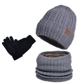Set invernale 3 pezzi con cappello grigio, scaldacollo e guanti per touchscreen - Set da 3 Pezzi Grigio Scuro