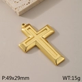 Ciondolo a croce minimalista in acciaio inossidabile dorato lucido, 49x29mm, peso 15g - Grande Croce in Oro Lucido (KLJ8201-Z)