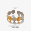 Bicolor Edelstahlring mit Muschel-Design, 1,7 cm Innendurchmesser und 18K Vergoldung - Offener verstellbarer Stil / Zweifarbiger Gold- und Silberschalenring