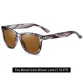 Fashion polarized sunglasses with tea wood grain frame and tea lenses C178-P75 model - Tea Wood Grain / Tea Lens