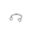 F136 titanium horseshoe ring with iridescent aurora cubic zirconia stones for piercings - 1.2*8mm / Steel + AB Zirconia