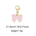 Pink enamel bow charm pendant with golden lobster clasp for bags and shoes decoration - Style 6 Bow Knot