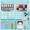 Face paint kit with 12-color palette and professional brushes for festival makeup - 2024 New [Beginner Stall Vending] Phantom Flower Fairy + 15 Grids