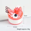 Artificial strawberry mousse cake model with cream and fruit detail, 8cm tall - Watermelon Pink