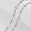 Silver stainless steel cross link chain necklace DIY jewelry accessory in metal finish - Cross / Steel