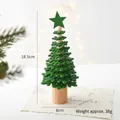 Mini green wooden Christmas tree desk ornament with star topper, 18.5cm tall - Green